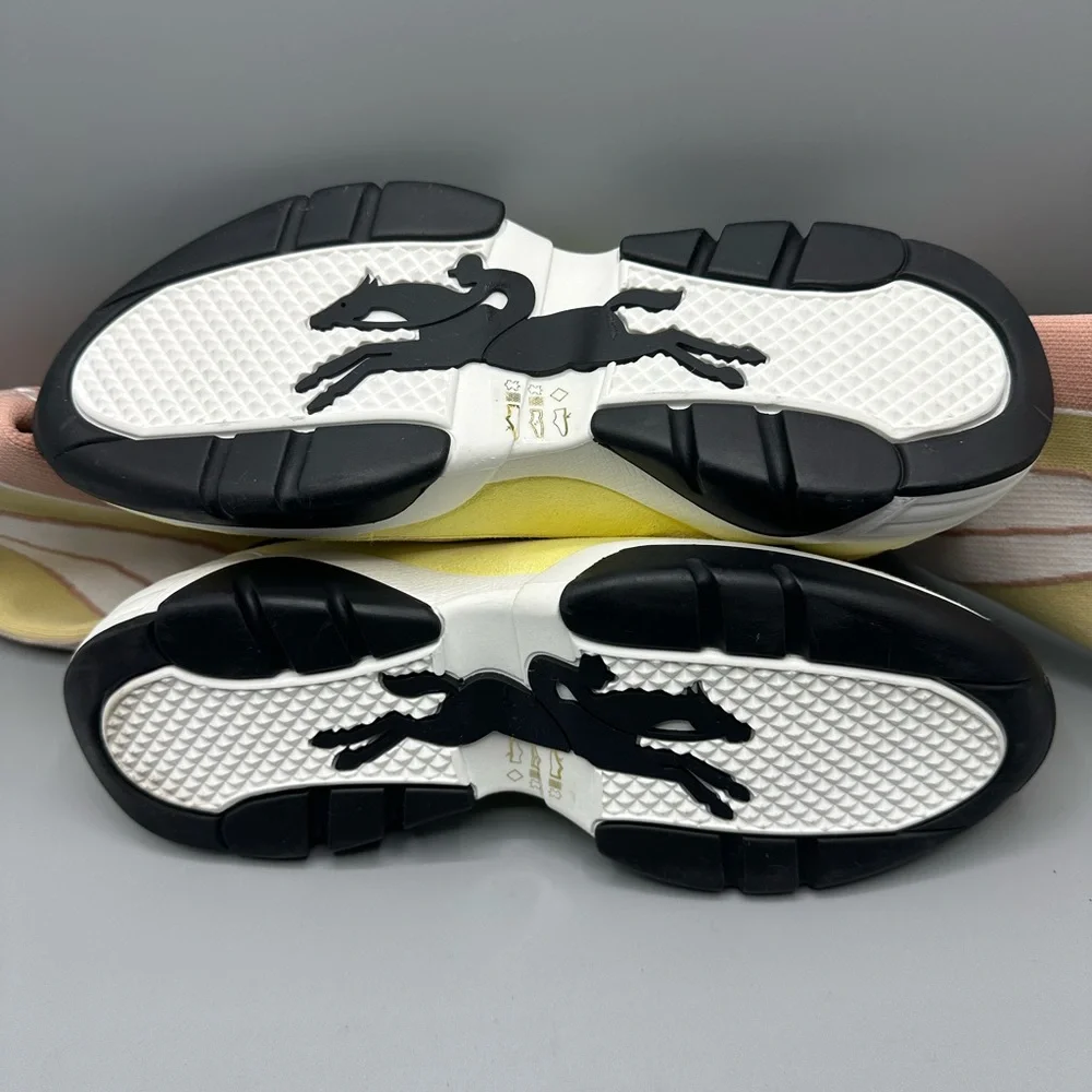 Longchamp Pink Yellow Tall Shaft Tennis Boots Sneakers